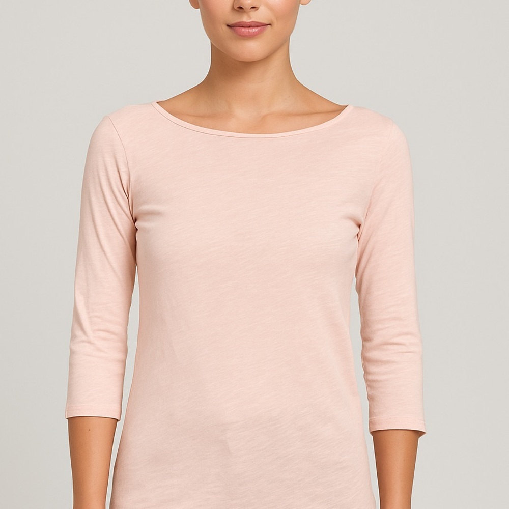 David Lerner Long Sleeve Top – Pale Pink or Beige, Size M Lightweight Essential